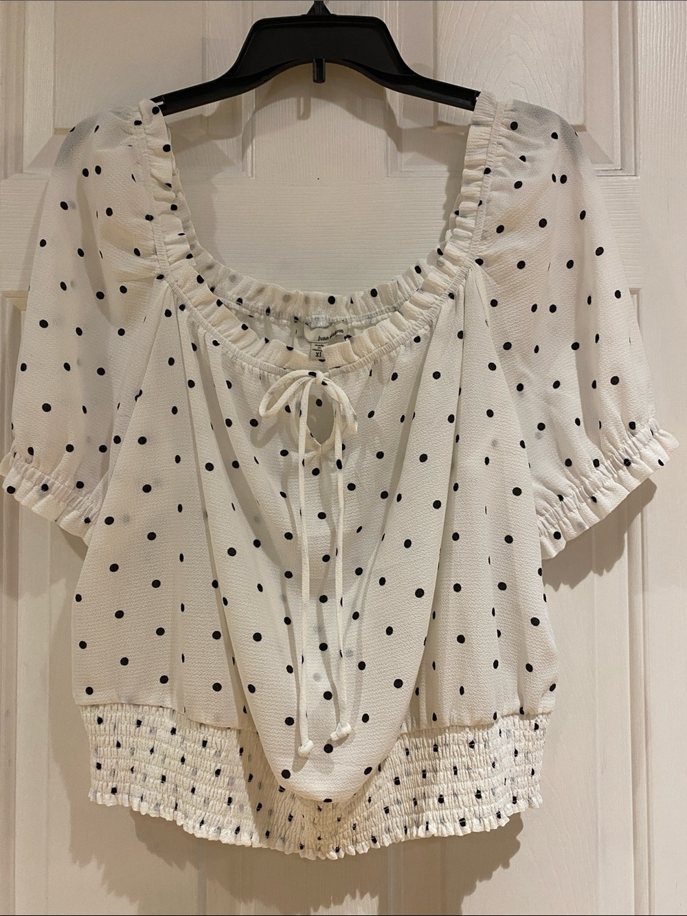 june & hudson White Blouse with Black Polka Dots
